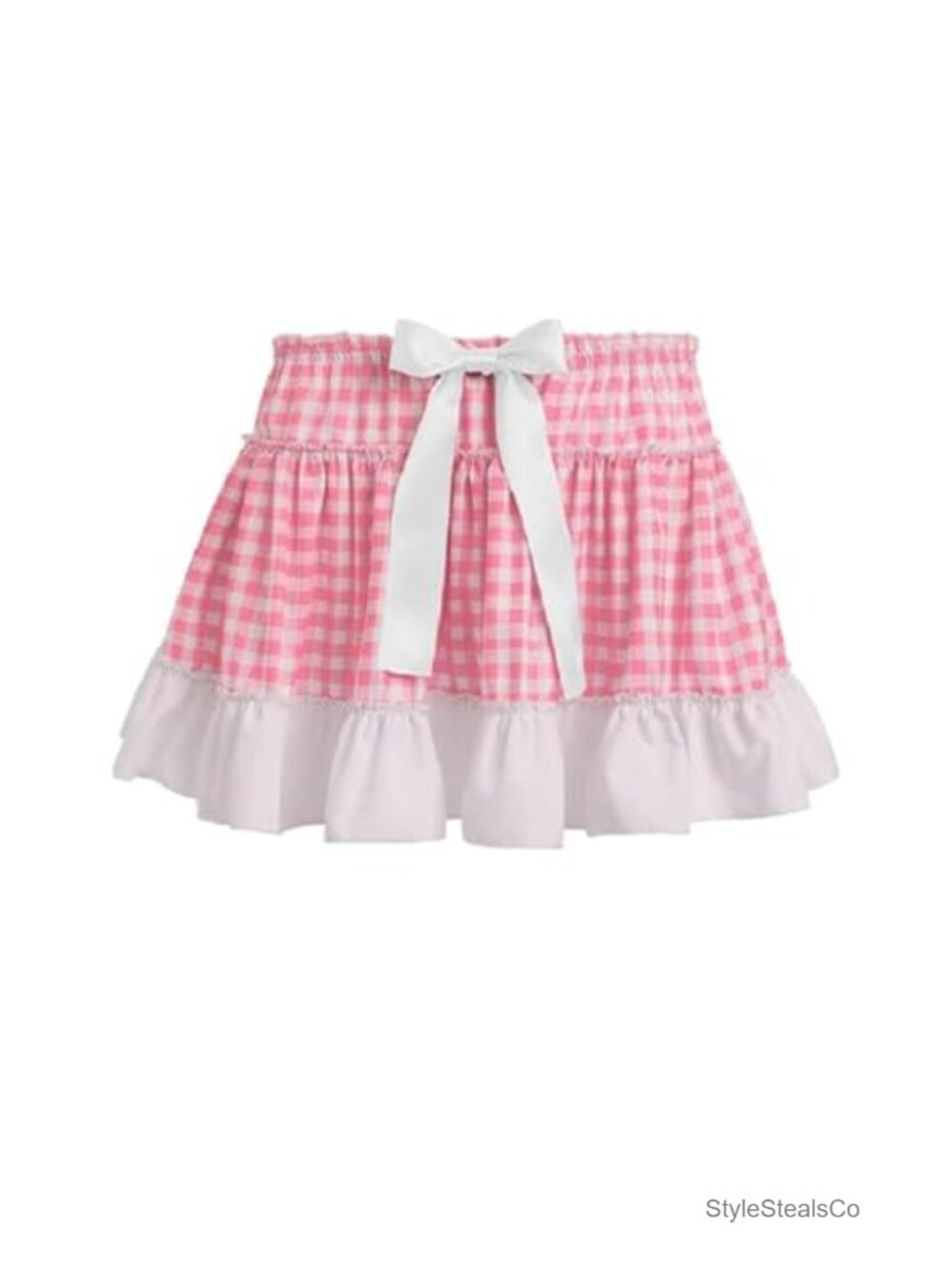 Unisex Gingham Pleated Mini Skirt Ruffle Lace A-Line Cosplay